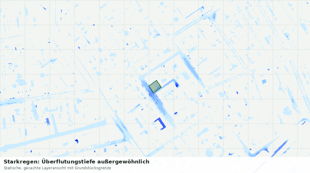 Statische Kartenansicht: Starkregen: Überflutungstiefe außergewöhnlich