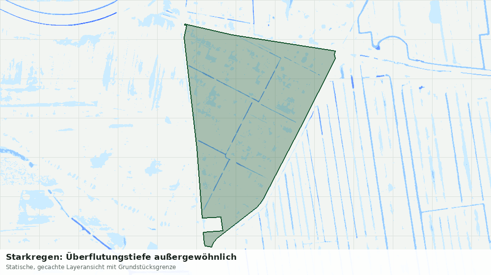 Statische Kartenansicht: Starkregen: Überflutungstiefe außergewöhnlich