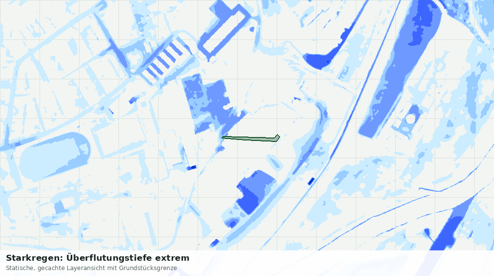 Statische Kartenansicht: Starkregen: Überflutungstiefe extrem