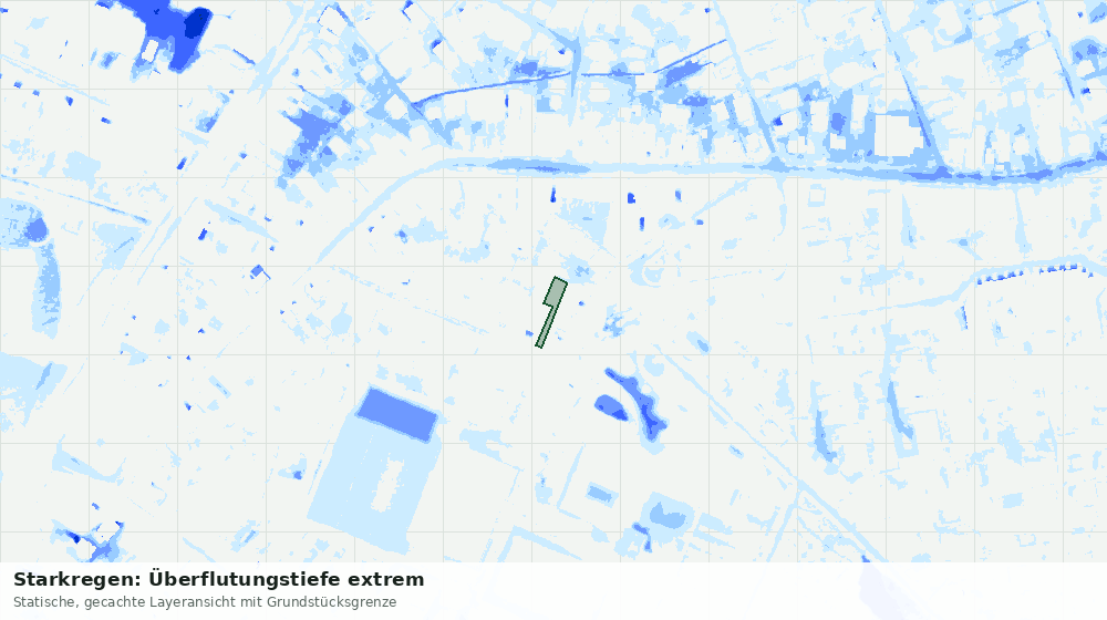 Statische Kartenansicht: Starkregen: Überflutungstiefe extrem
