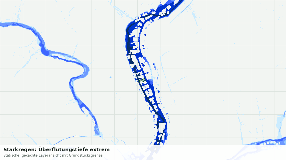 Statische Kartenansicht: Starkregen: Überflutungstiefe extrem