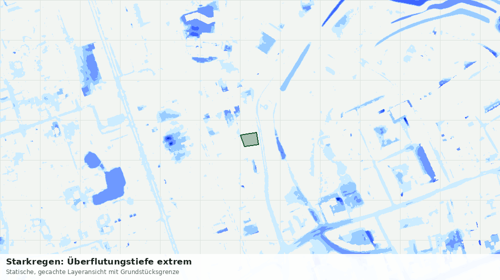 Statische Kartenansicht: Starkregen: Überflutungstiefe extrem