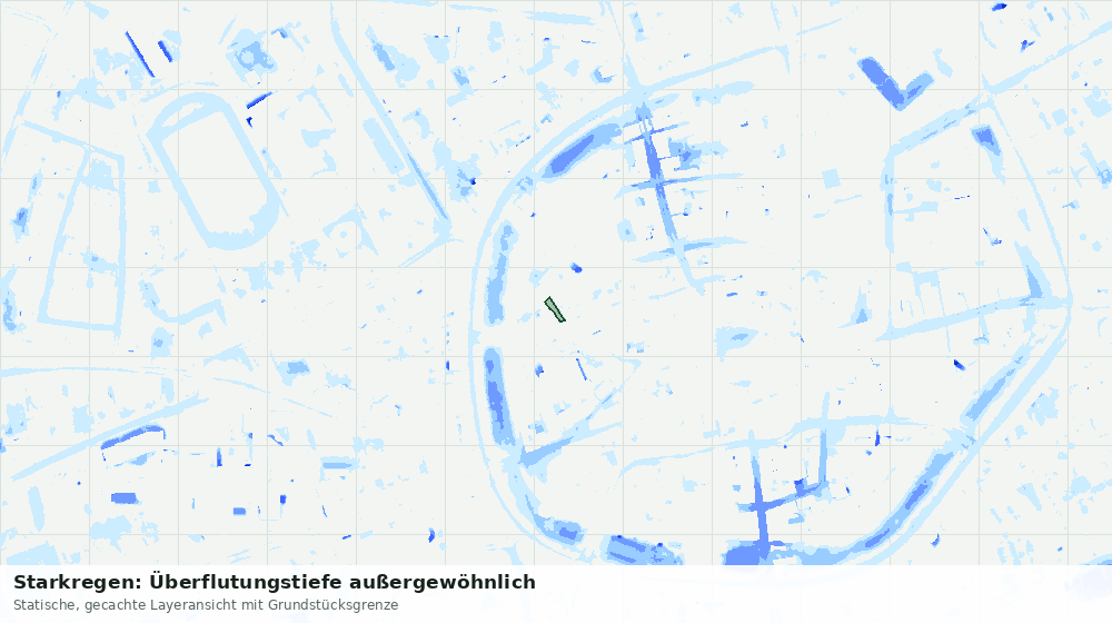 Statische Kartenansicht: Starkregen: Überflutungstiefe außergewöhnlich