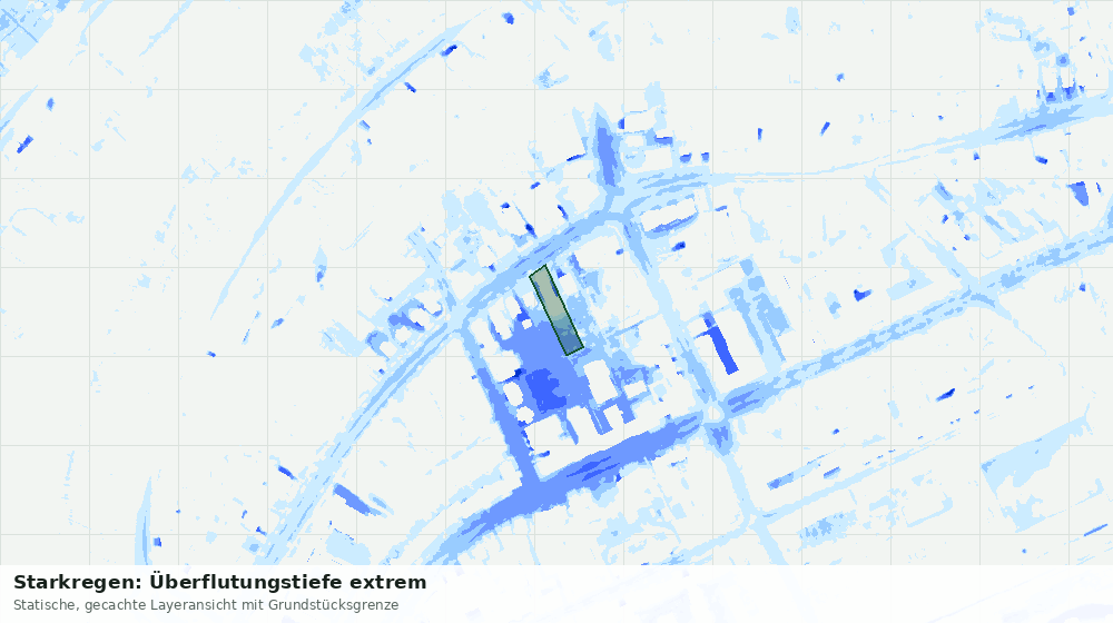Statische Kartenansicht: Starkregen: Überflutungstiefe extrem