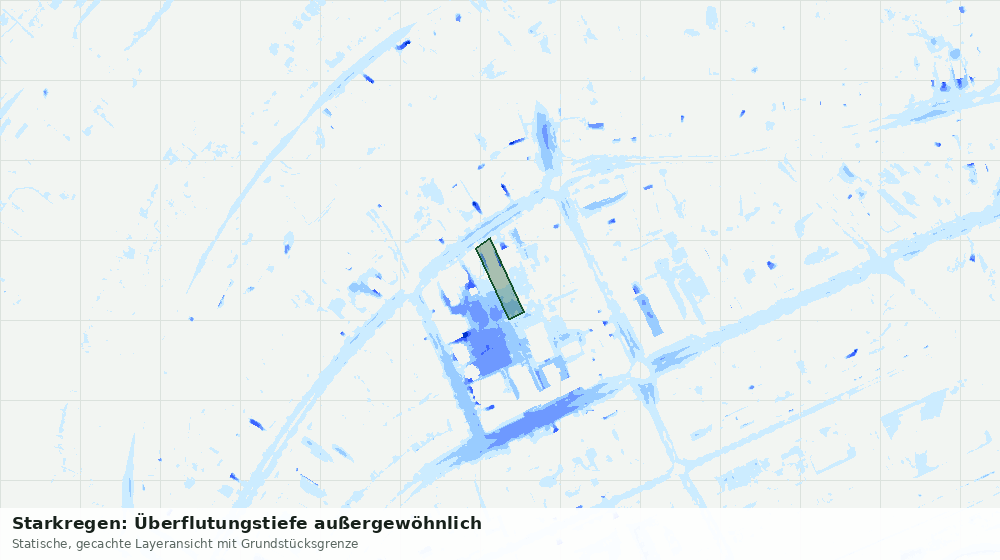 Statische Kartenansicht: Starkregen: Überflutungstiefe außergewöhnlich