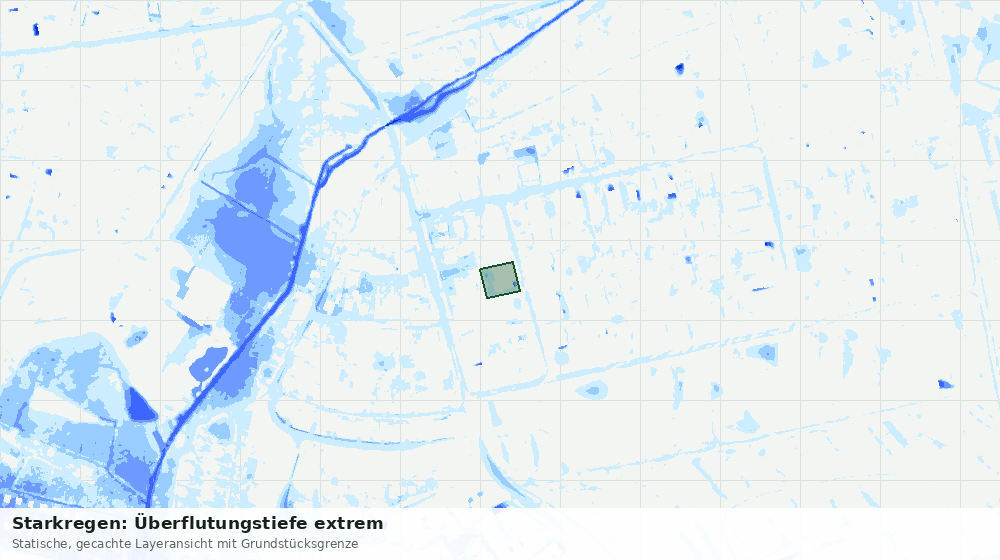 Statische Kartenansicht: Starkregen: Überflutungstiefe extrem