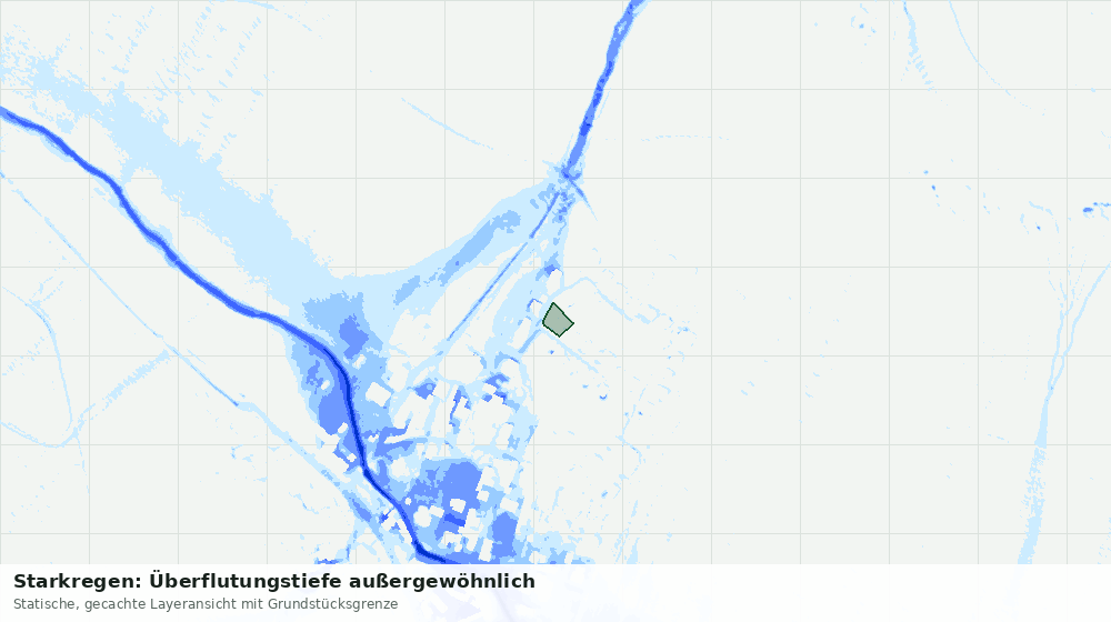 Statische Kartenansicht: Starkregen: Überflutungstiefe außergewöhnlich