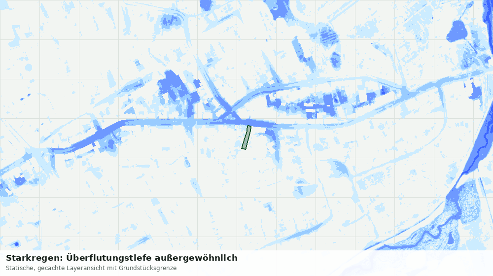 Statische Kartenansicht: Starkregen: Überflutungstiefe außergewöhnlich