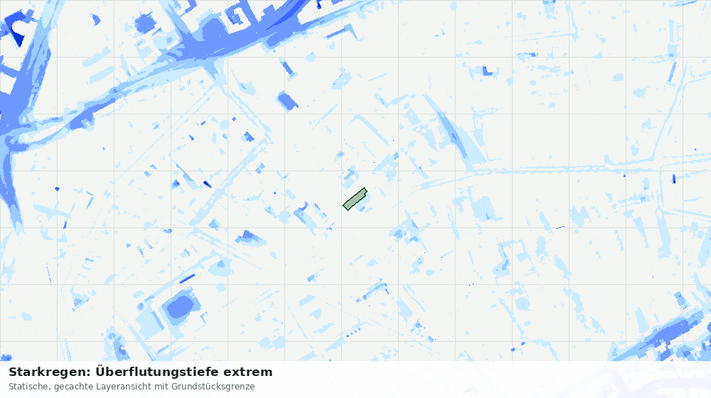 Statische Kartenansicht: Starkregen: Überflutungstiefe extrem