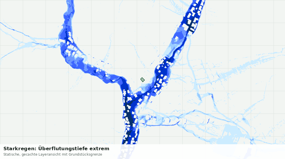 Statische Kartenansicht: Starkregen: Überflutungstiefe extrem