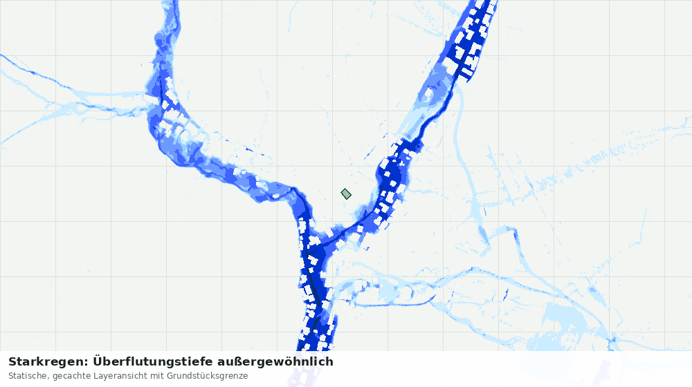 Statische Kartenansicht: Starkregen: Überflutungstiefe außergewöhnlich