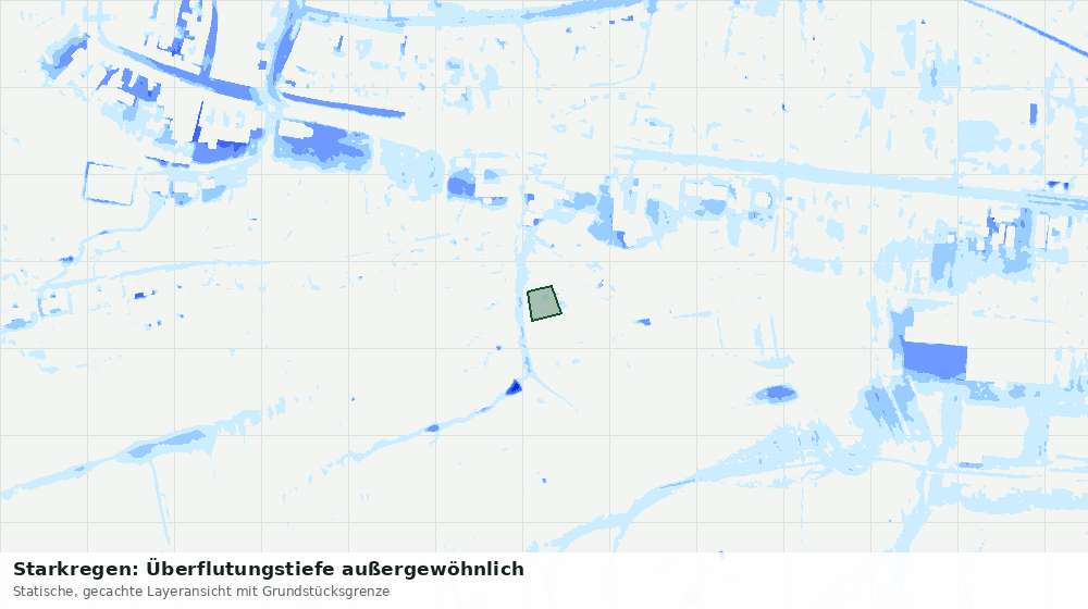 Statische Kartenansicht: Starkregen: Überflutungstiefe außergewöhnlich
