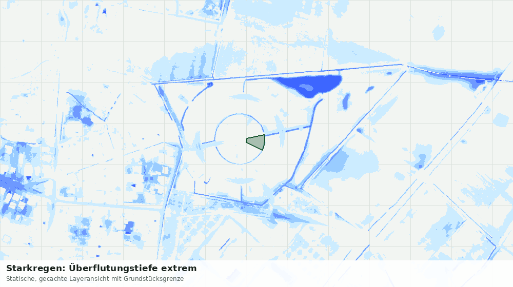 Statische Kartenansicht: Starkregen: Überflutungstiefe extrem