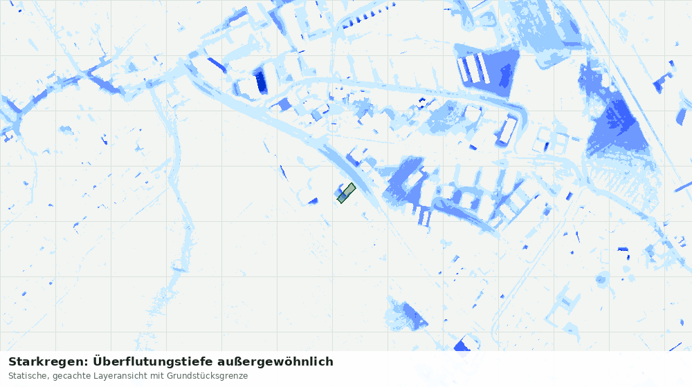 Statische Kartenansicht: Starkregen: Überflutungstiefe außergewöhnlich