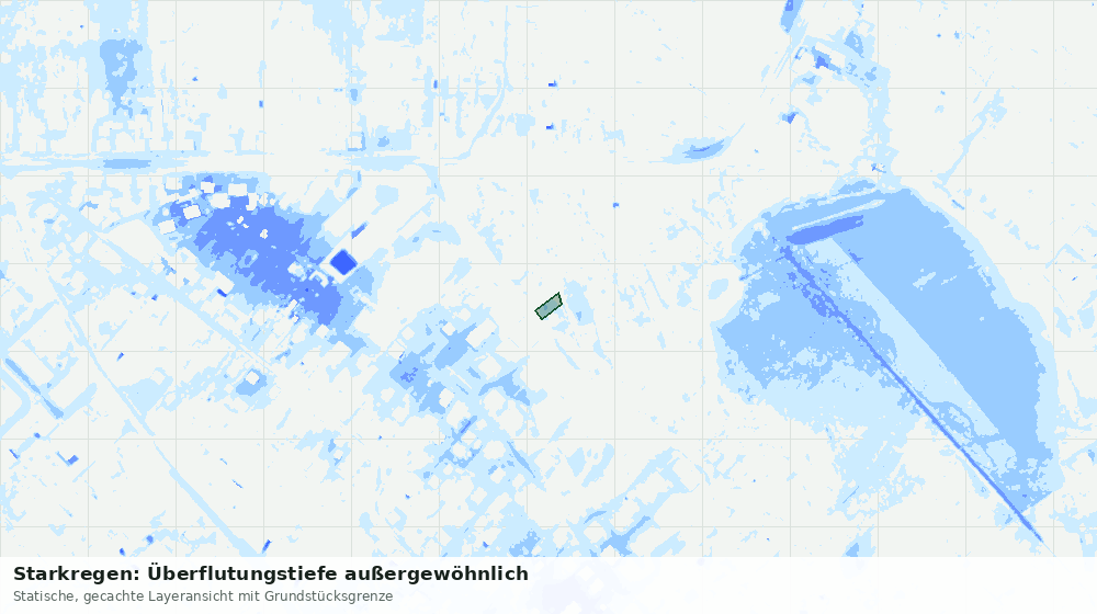Statische Kartenansicht: Starkregen: Überflutungstiefe außergewöhnlich