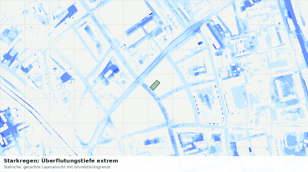 Statische Kartenansicht: Starkregen: Überflutungstiefe extrem
