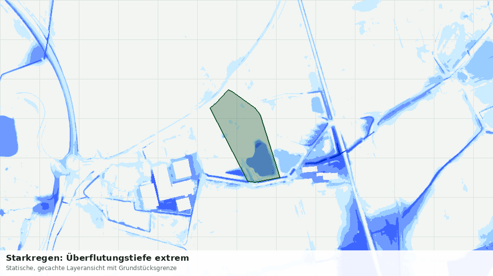 Statische Kartenansicht: Starkregen: Überflutungstiefe extrem