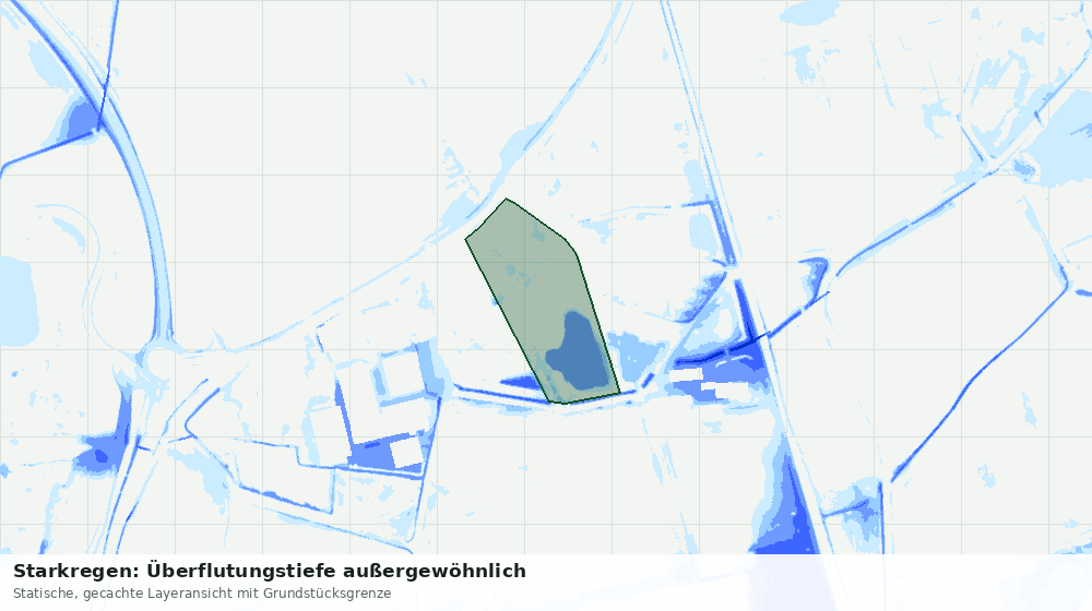 Statische Kartenansicht: Starkregen: Überflutungstiefe außergewöhnlich