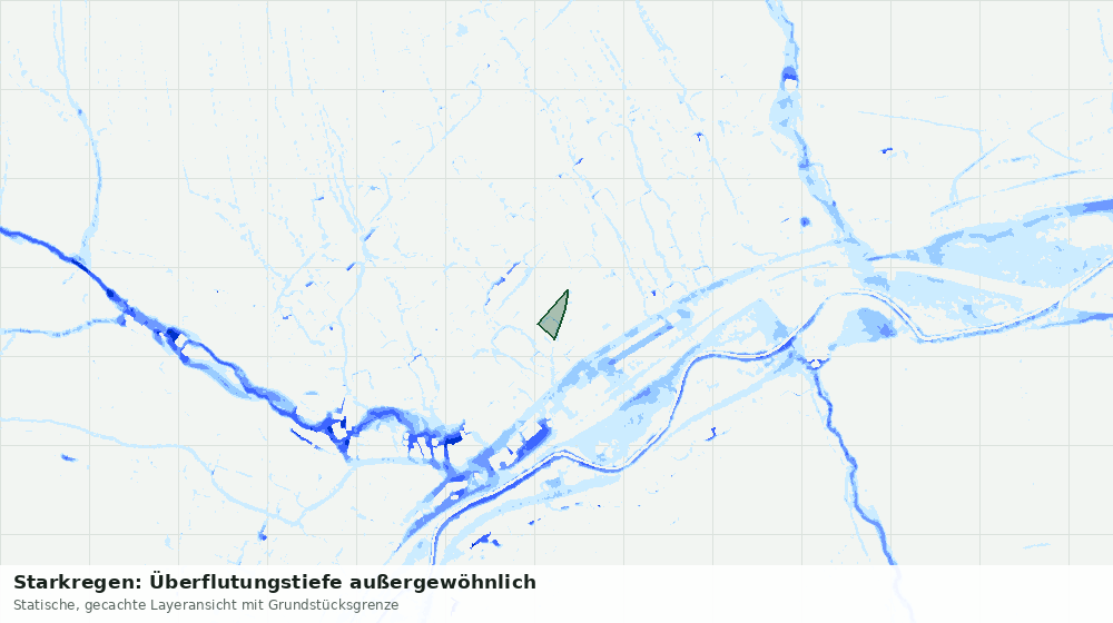 Statische Kartenansicht: Starkregen: Überflutungstiefe außergewöhnlich