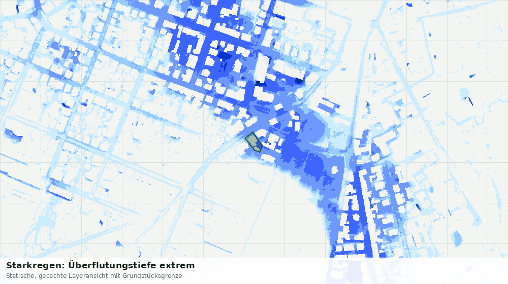 Statische Kartenansicht: Starkregen: Überflutungstiefe extrem