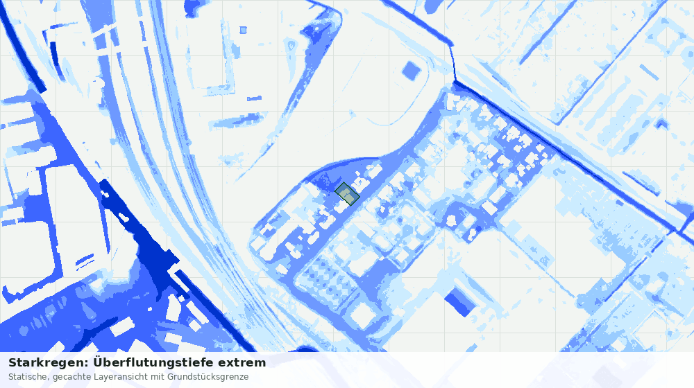 Statische Kartenansicht: Starkregen: Überflutungstiefe extrem