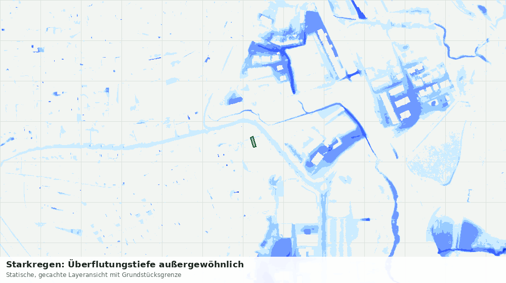 Statische Kartenansicht: Starkregen: Überflutungstiefe außergewöhnlich