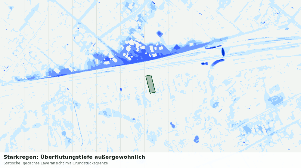 Statische Kartenansicht: Starkregen: Überflutungstiefe außergewöhnlich