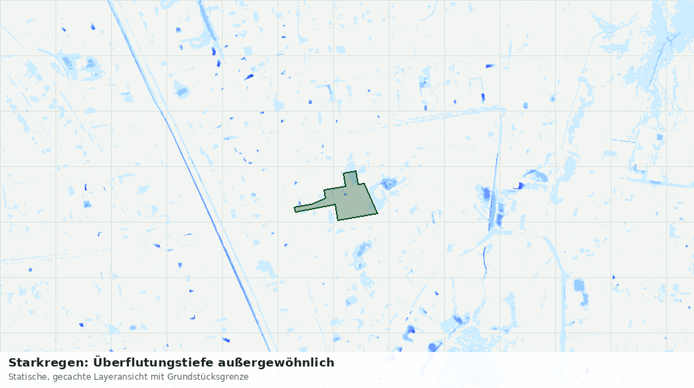 Statische Kartenansicht: Starkregen: Überflutungstiefe außergewöhnlich