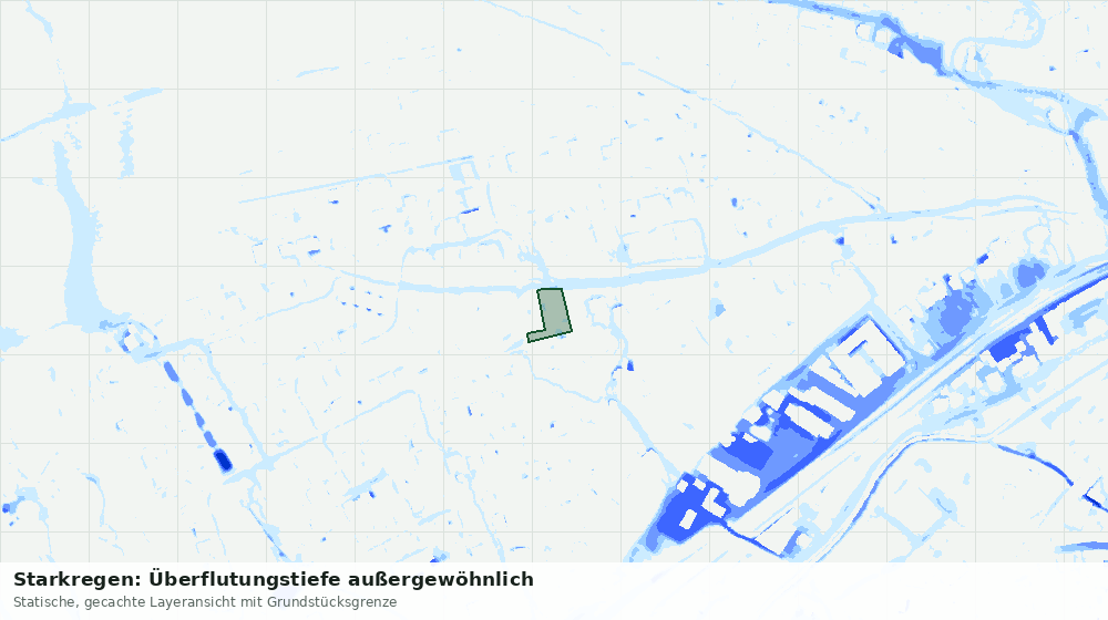 Statische Kartenansicht: Starkregen: Überflutungstiefe außergewöhnlich