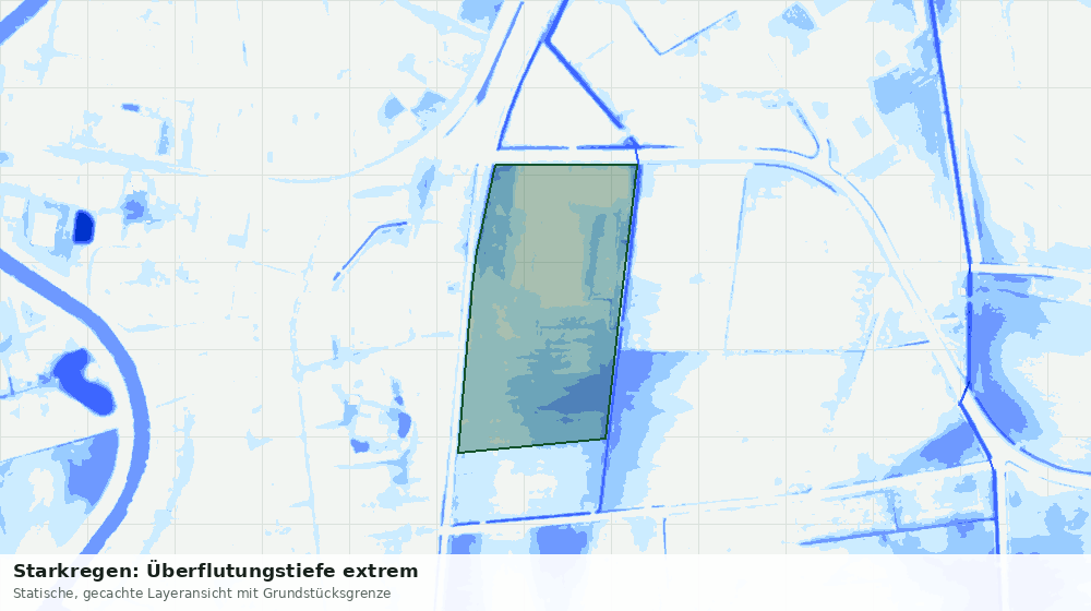 Statische Kartenansicht: Starkregen: Überflutungstiefe extrem