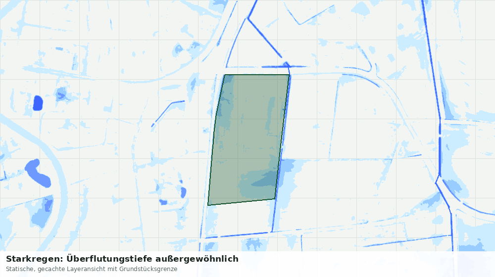 Statische Kartenansicht: Starkregen: Überflutungstiefe außergewöhnlich