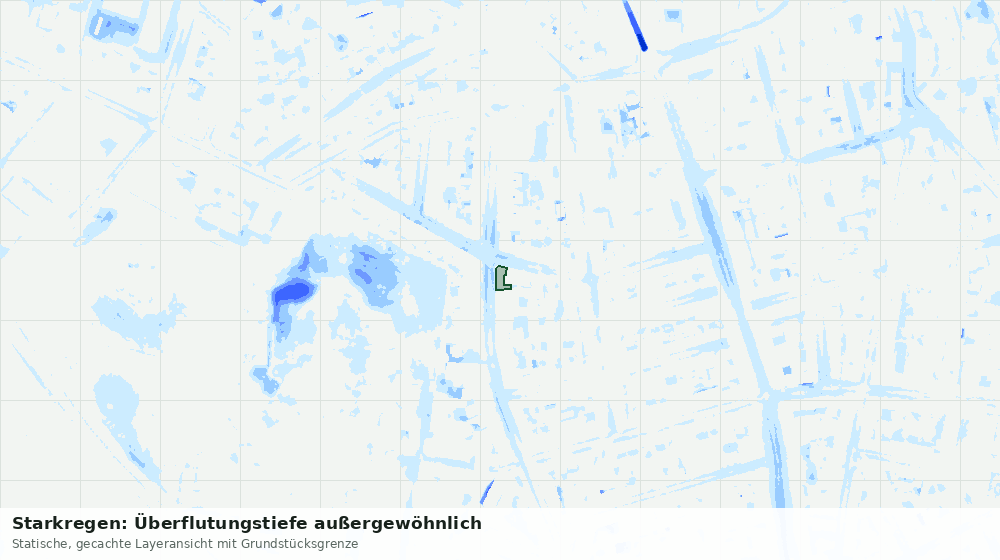 Statische Kartenansicht: Starkregen: Überflutungstiefe außergewöhnlich