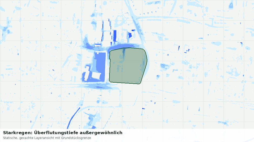 Statische Kartenansicht: Starkregen: Überflutungstiefe außergewöhnlich