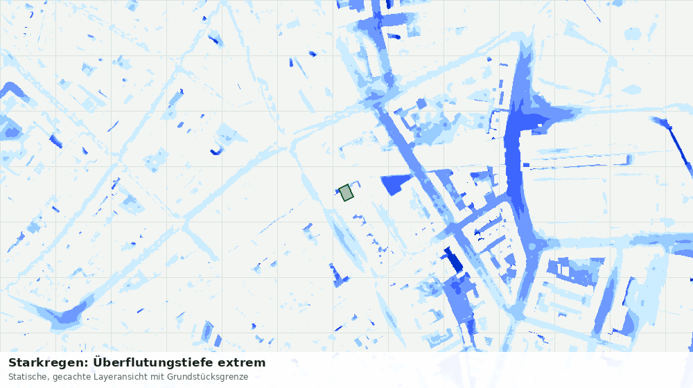 Statische Kartenansicht: Starkregen: Überflutungstiefe extrem