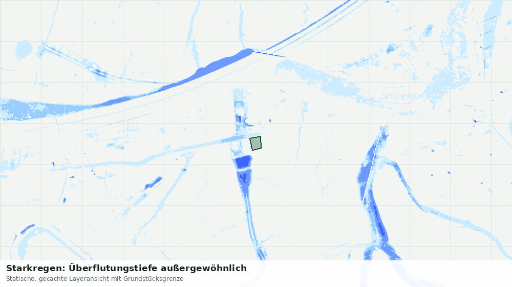 Statische Kartenansicht: Starkregen: Überflutungstiefe außergewöhnlich