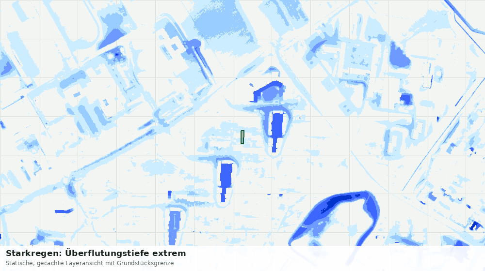 Statische Kartenansicht: Starkregen: Überflutungstiefe extrem
