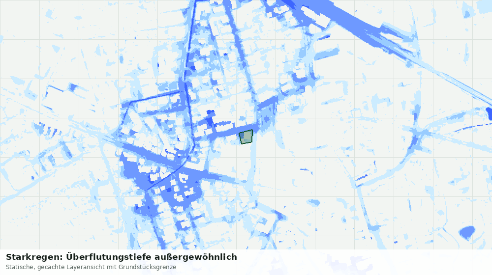 Statische Kartenansicht: Starkregen: Überflutungstiefe außergewöhnlich