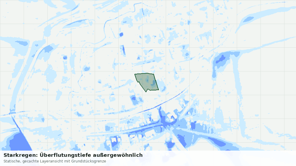 Statische Kartenansicht: Starkregen: Überflutungstiefe außergewöhnlich