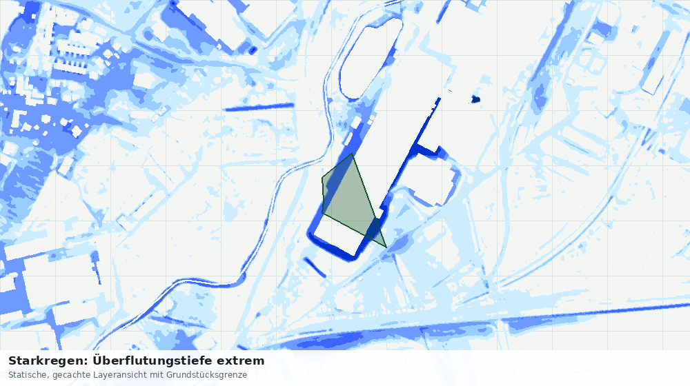 Statische Kartenansicht: Starkregen: Überflutungstiefe extrem