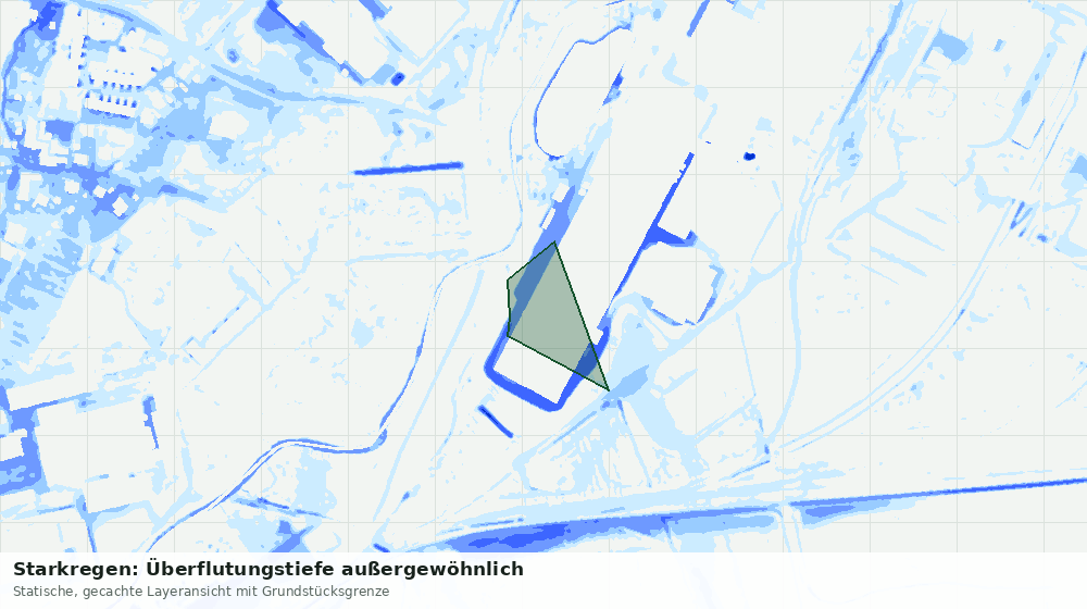 Statische Kartenansicht: Starkregen: Überflutungstiefe außergewöhnlich