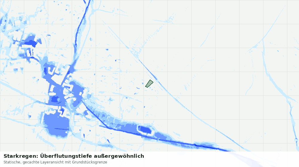 Statische Kartenansicht: Starkregen: Überflutungstiefe außergewöhnlich