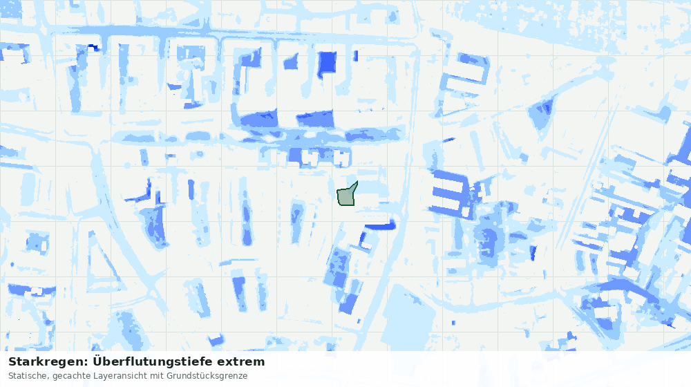 Statische Kartenansicht: Starkregen: Überflutungstiefe extrem