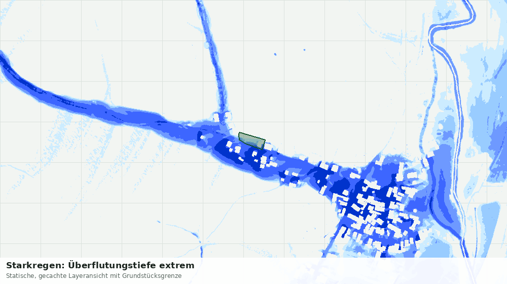 Statische Kartenansicht: Starkregen: Überflutungstiefe extrem