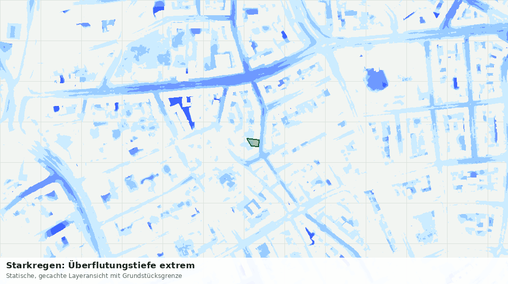 Statische Kartenansicht: Starkregen: Überflutungstiefe extrem