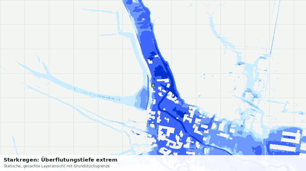 Statische Kartenansicht: Starkregen: Überflutungstiefe extrem