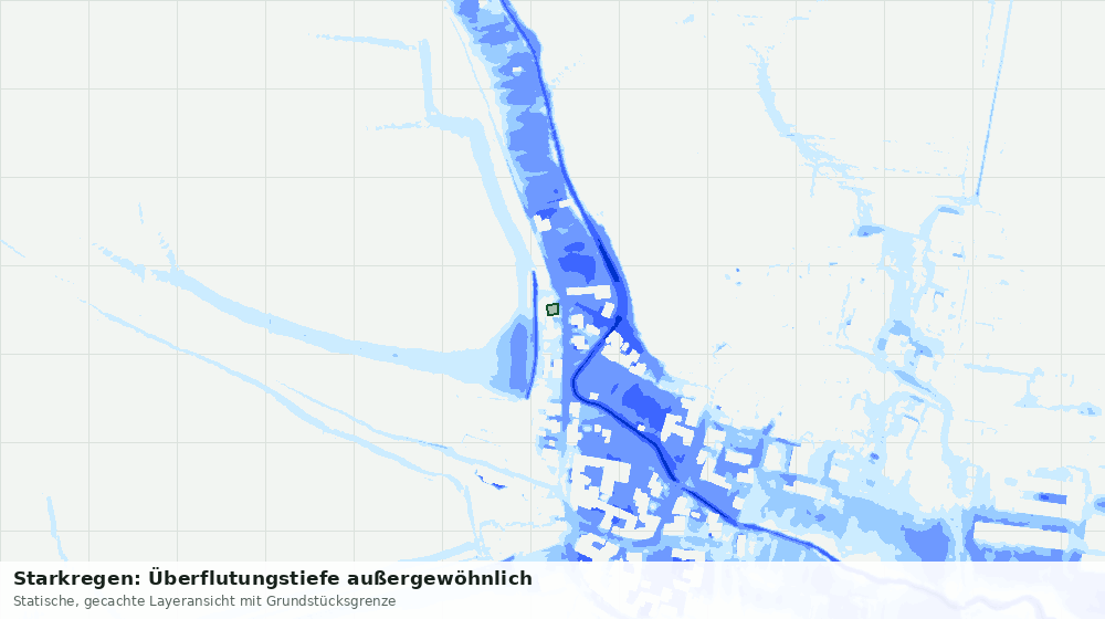 Statische Kartenansicht: Starkregen: Überflutungstiefe außergewöhnlich