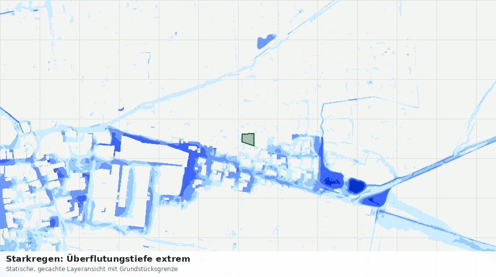 Statische Kartenansicht: Starkregen: Überflutungstiefe extrem