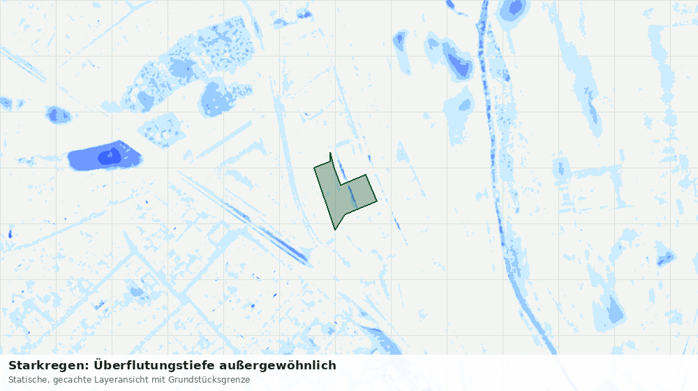 Statische Kartenansicht: Starkregen: Überflutungstiefe außergewöhnlich