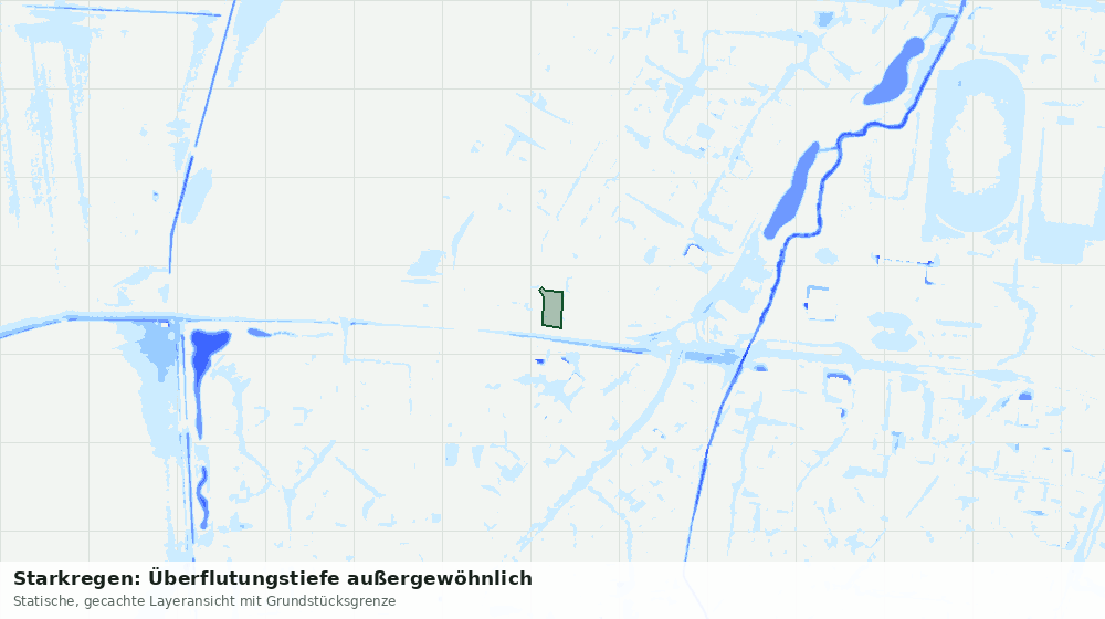Statische Kartenansicht: Starkregen: Überflutungstiefe außergewöhnlich