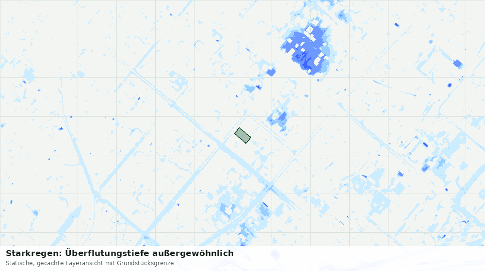 Statische Kartenansicht: Starkregen: Überflutungstiefe außergewöhnlich